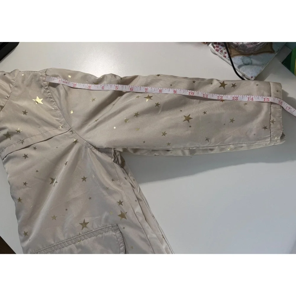 Carter's Girls Beige Gold Star Print Hooded Rain Jacket Size‎ 6 Outerwear